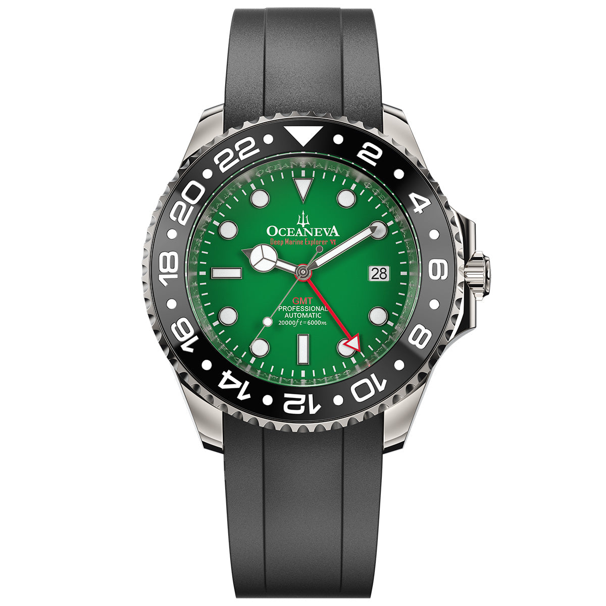 Oceaneva 6000m GMT Deep Marine Explorer VI Grade 5 Titanium Automatic Watch Green Dial