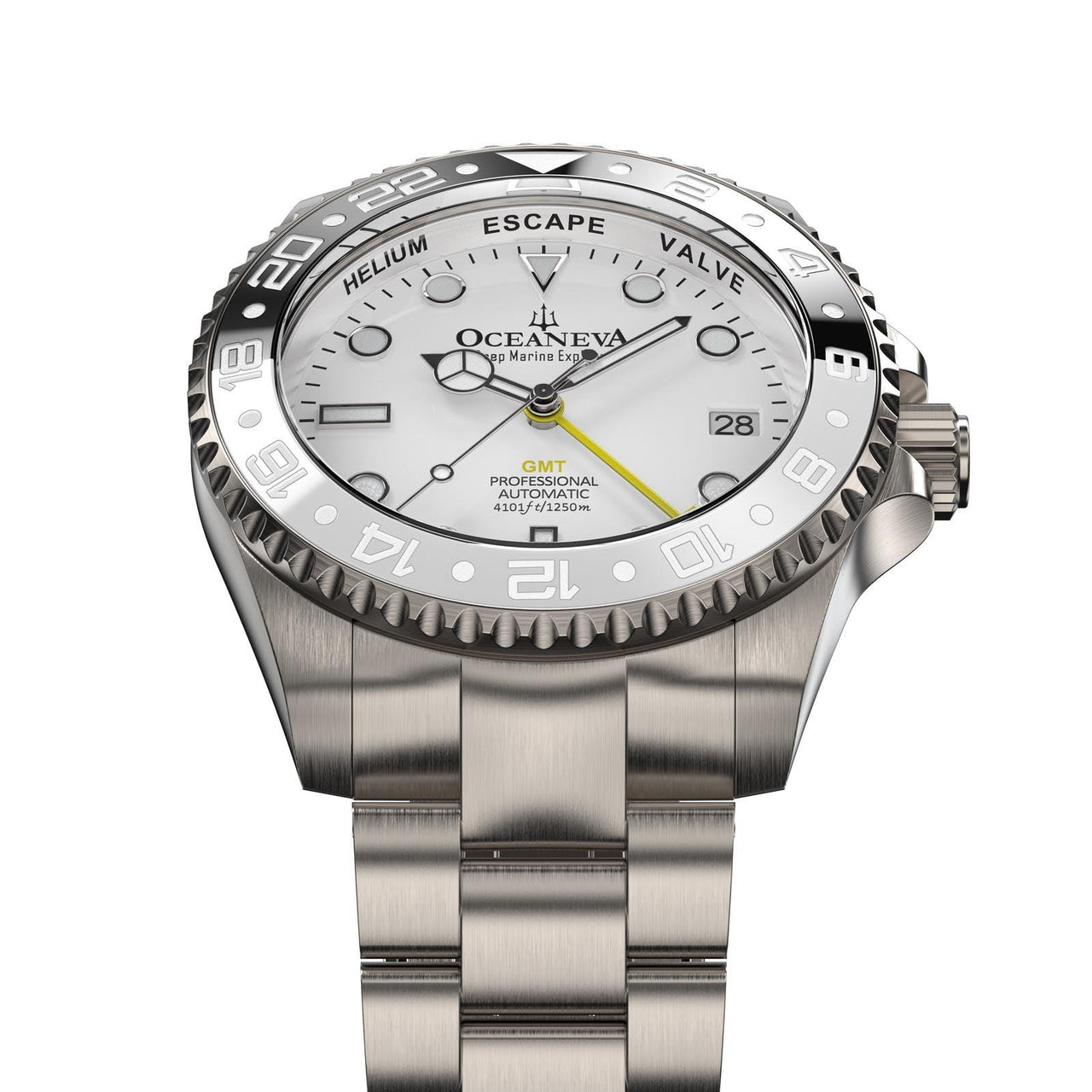 Oceaneva Titanium GMT Watch showcasing 4-year international warranty