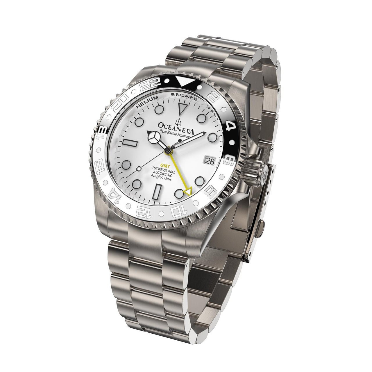 Precision-crafted details on Oceaneva Titanium Watch's ceramic bezel