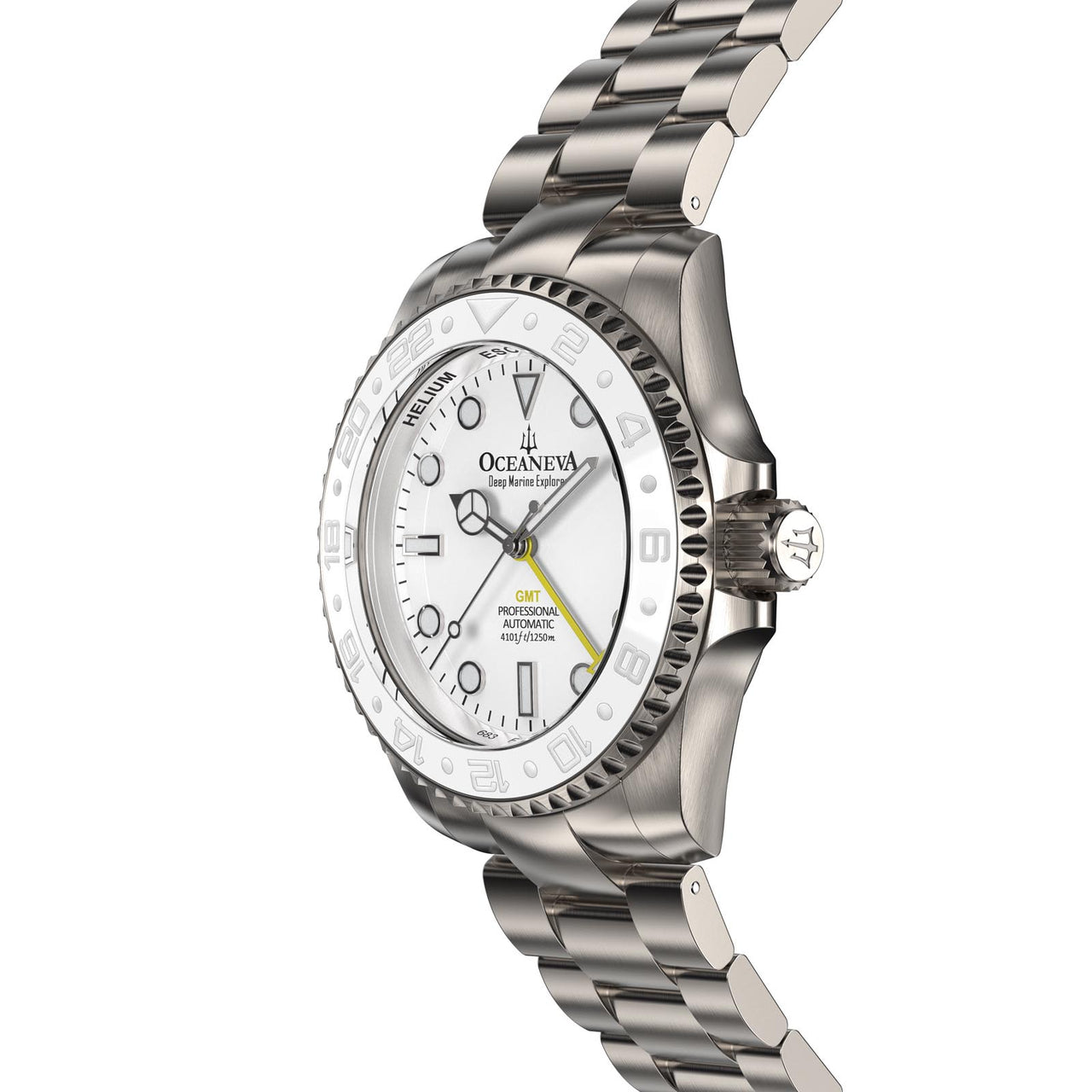 Profile view of Oceaneva Titanium GMT Automatic Watch showcasing its elegant design