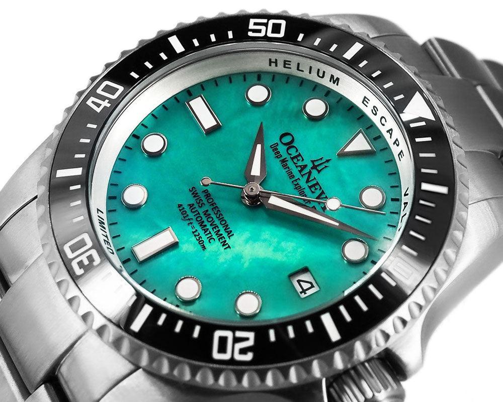 Oceaneva Men's Deep Marine Explorer II 1250M Titanium Watch - Aquamarine Dial - BKII200AQMOPTT Automatic watches, mens titanium watch, Mint Dial Watch, Titanium Watch, titanium watches for men