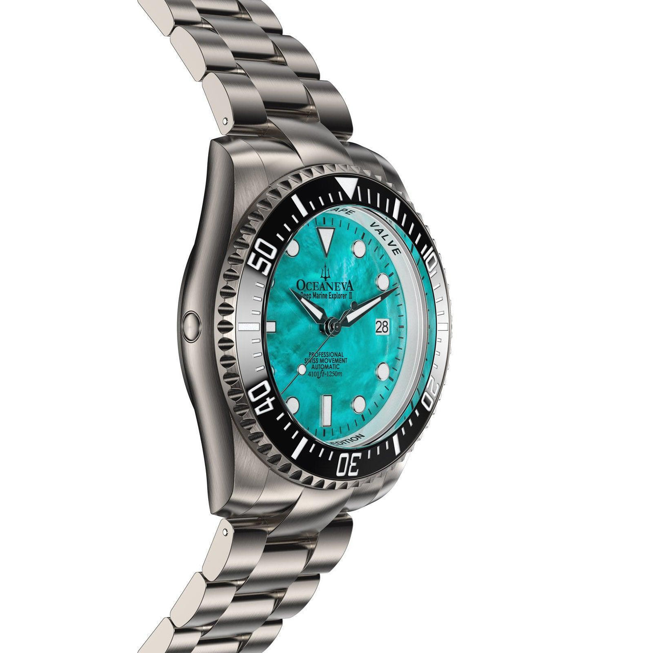 Oceaneva Men's Deep Marine Explorer II 1250M Titanium Watch - Aquamarine Dial - BKII200AQMOPTT Automatic watches, mens titanium watch, Mint Dial Watch, Titanium Watch, titanium watches for men