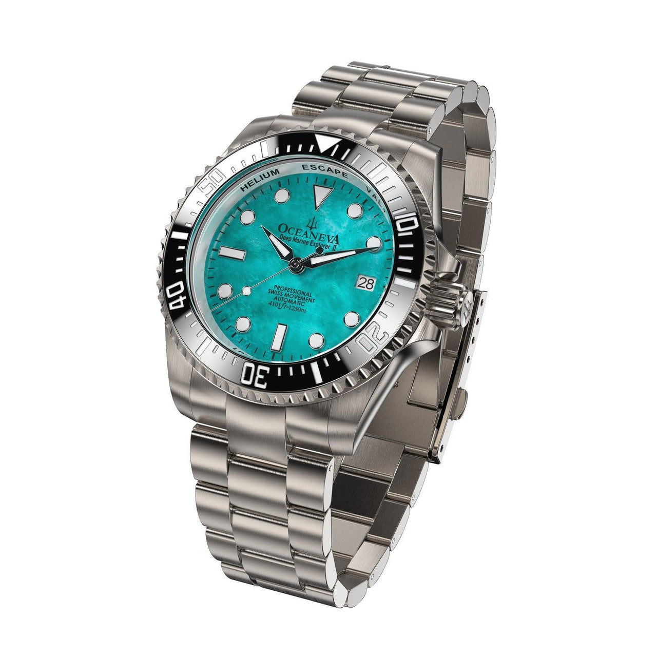 Oceaneva Men's Deep Marine Explorer II 1250M Titanium Watch - Aquamarine Dial - BKII200AQMOPTT Automatic watches, mens titanium watch, Mint Dial Watch, Titanium Watch, titanium watches for men