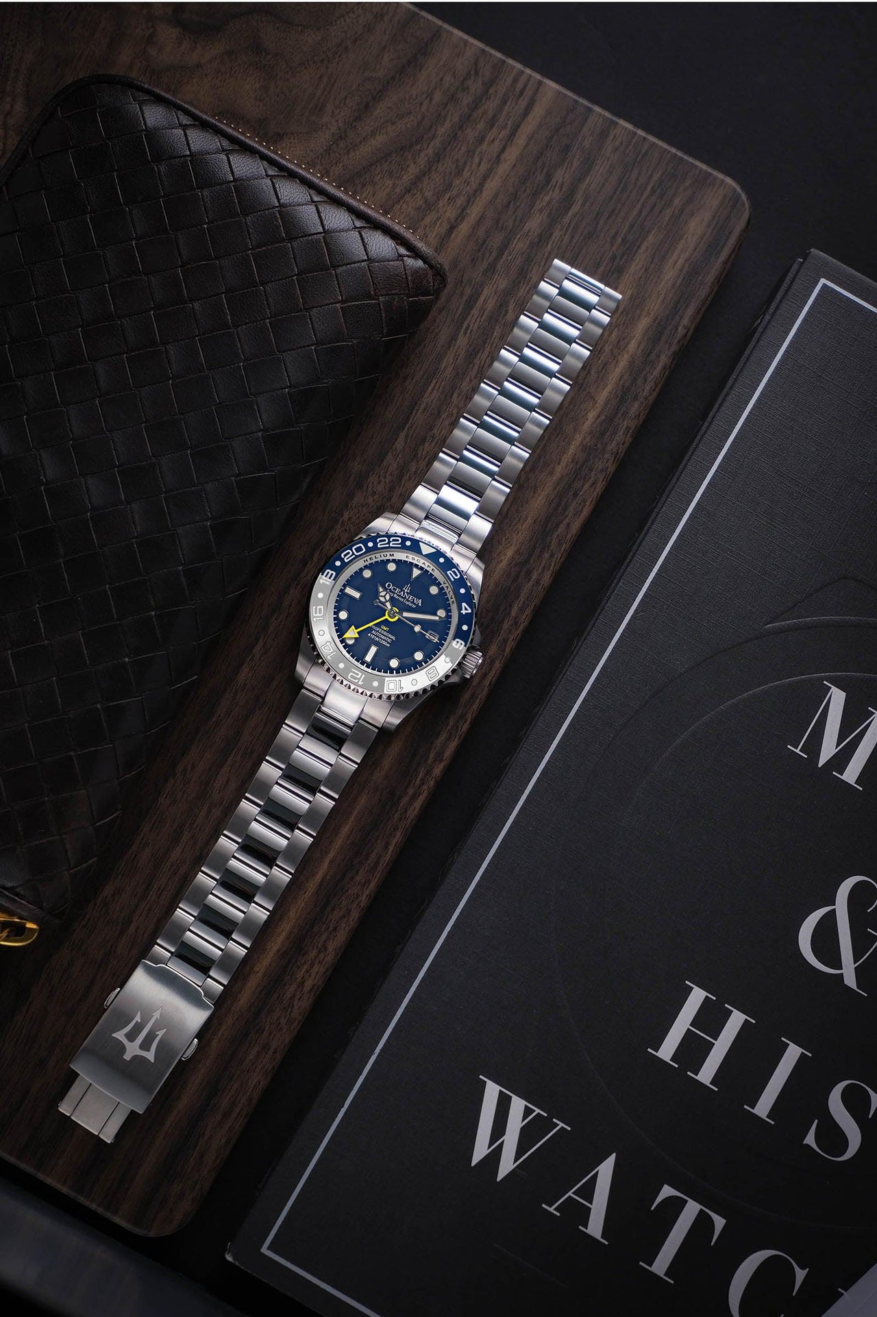 Oceaneva Automatic GMT Watch - Deep Marine Explorer Diver Watch - BL.BL.NH.WH.GMT.ST automatic GMT watch, Automatic watches, Diver GMT, GMT Dive Watch, men's gmt watches