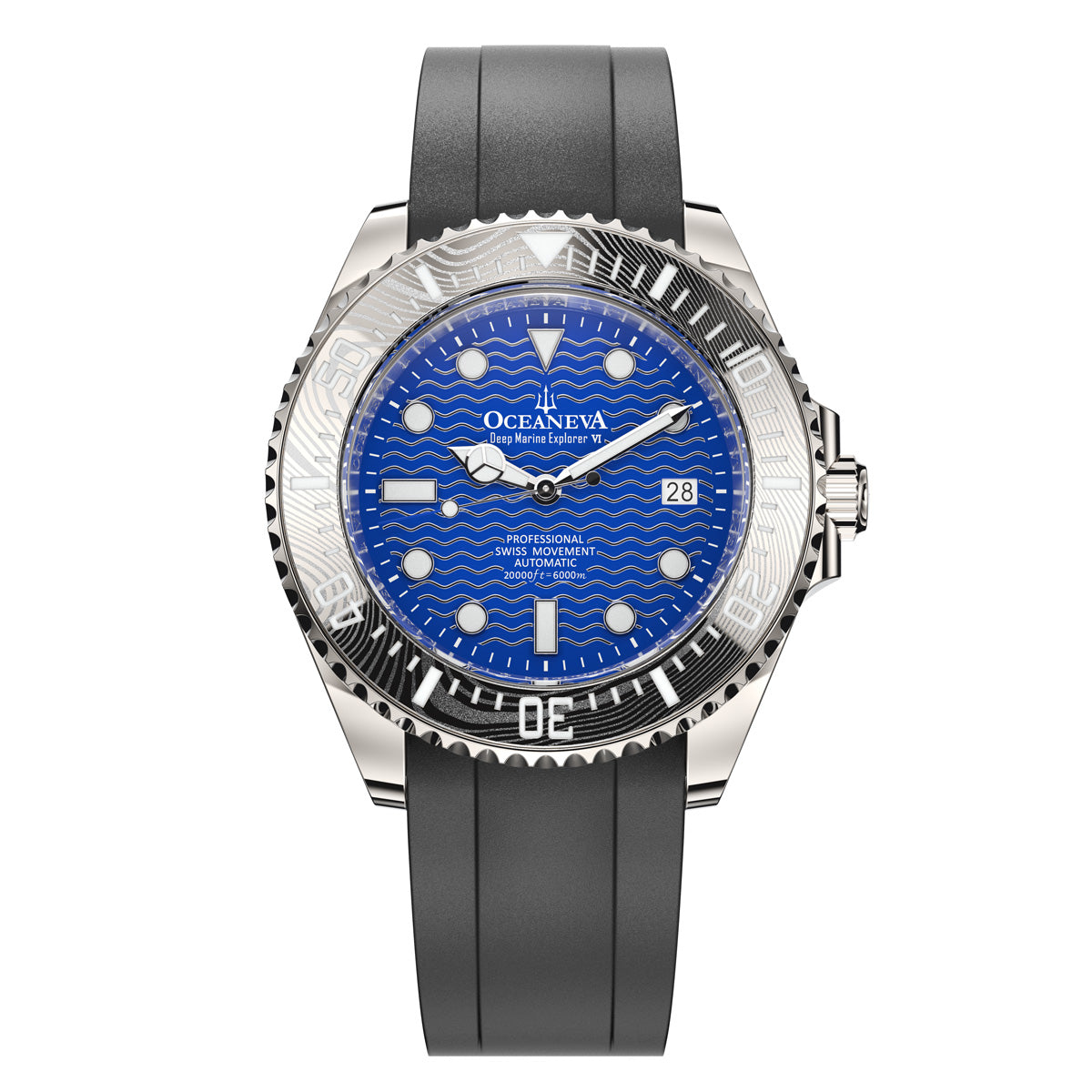 Oceaneva 6000m Deep Marine Explorer VI Grade 5 Titanium Automatic Watch Blue Dial - VI200BLWVDMNT Automatic Watch, Dive Watch, Grade 5 Titanium Watch, Sw200-1 Swiss Automatic Movement