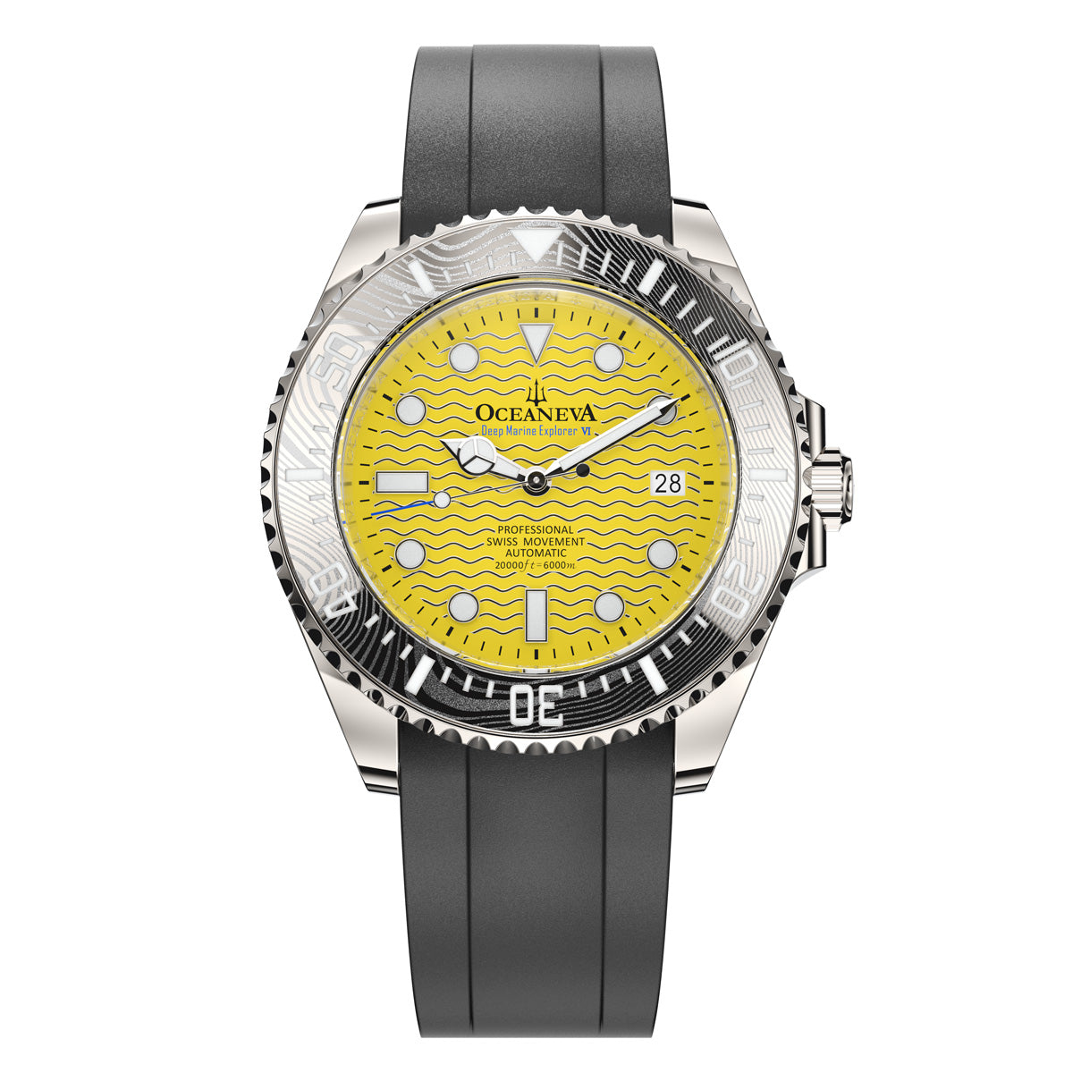 Oceaneva 6000m Deep Marine Explorer VI Grade 5 Titanium Automatic Watch Yellow Dial - VI200YLWVDMNT Automatic Watch, Dive Watch, Grade 5 Titanium Watch, Sw200-1 Swiss Automatic Movement