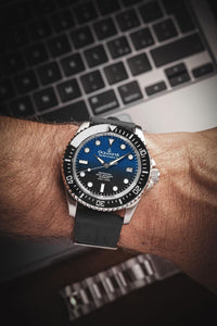 Thumbnail for Oceaneva 1250M Dive Watch Blue Black On Wrist Rubber Strap