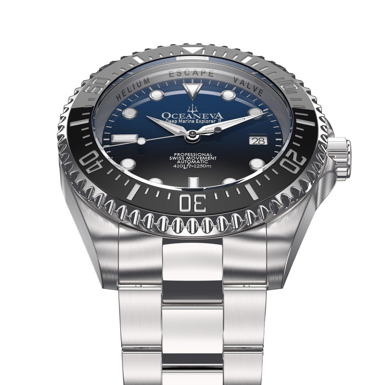 Oceaneva 1250M Dive Watch Blue Black Frontal View Picture