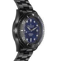 Thumbnail for Oceaneva 3000M Dive Watch Navy Blue Mother of Pearl Side Helium Escape Valve View
