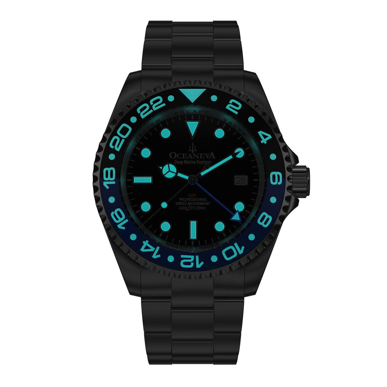 Oceaneva 1250M GMT Dive Watch Blue And Black Luminous