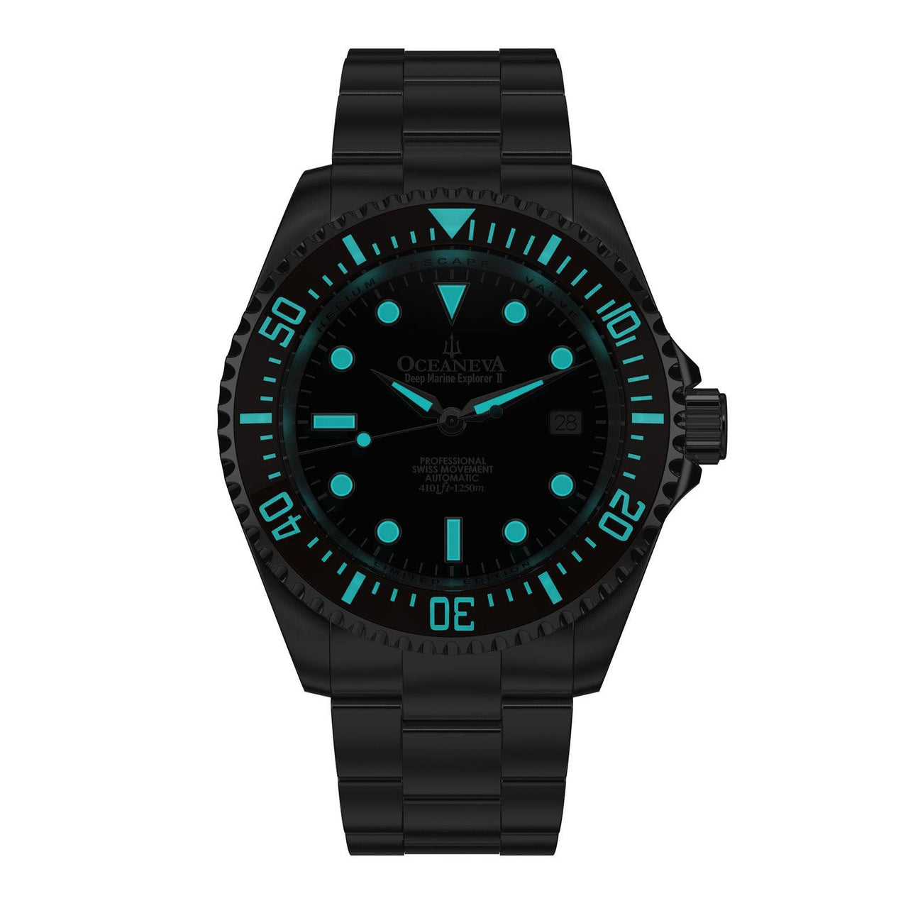 Oceaneva 1250M Dive Watch Brown Bezel Black Dial Luminous