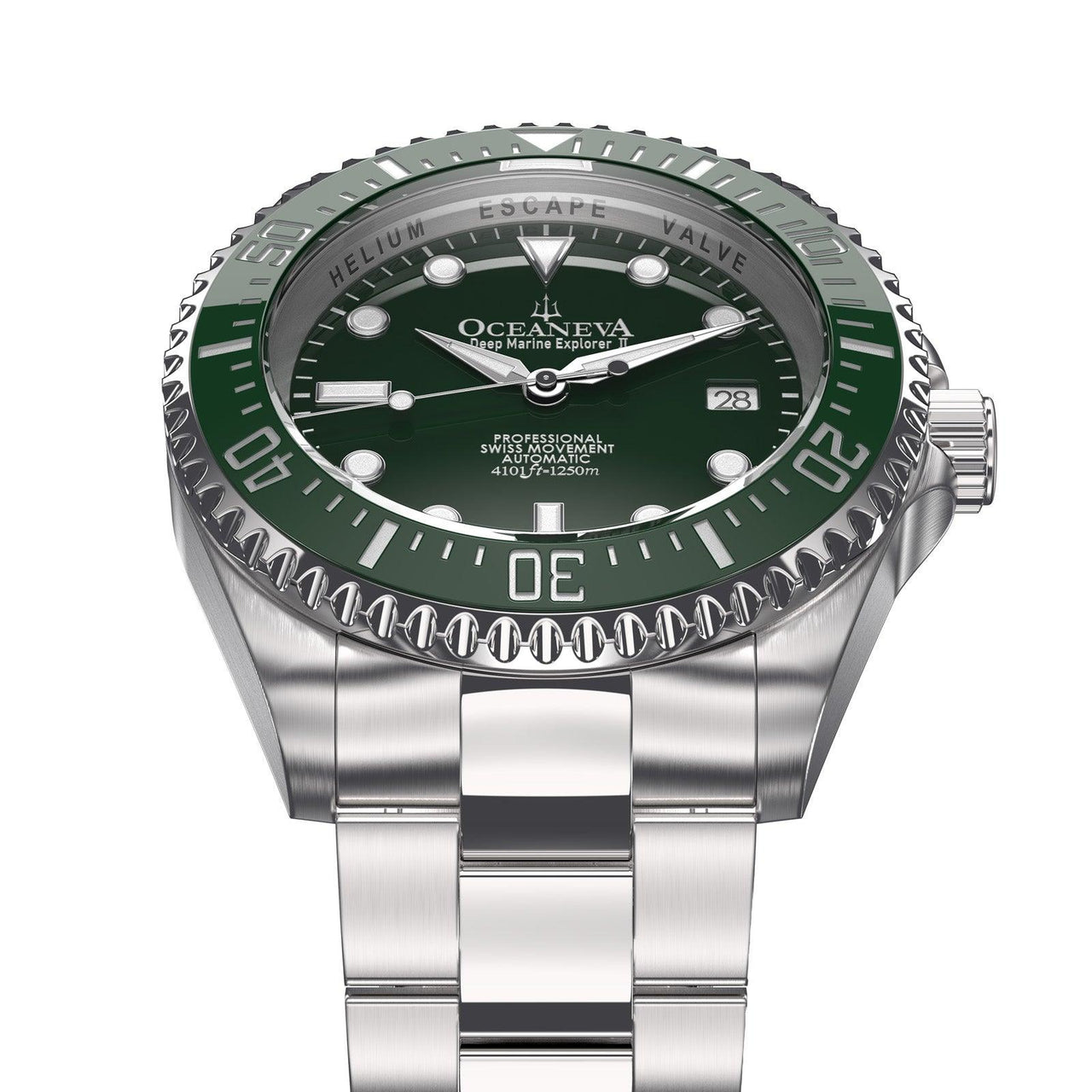Oceaneva 1250M Dive Watch Green Frontal View Picture