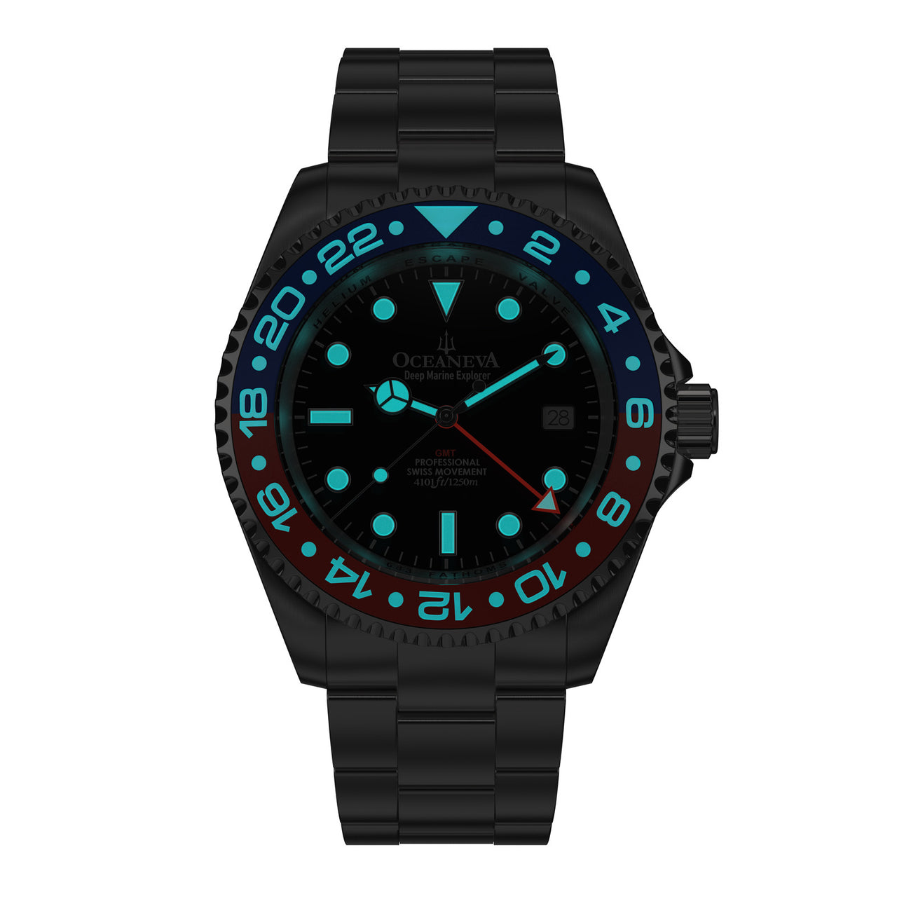 Oceaneva 1250M GMT Dive Watch Blue And Red Luminous
