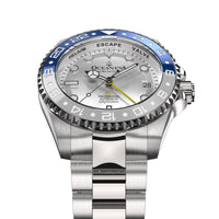 Thumbnail for Oceaneva™ Men's GMT Automatic Deep Marine Explorer 1250M Pro Diver Silver Dial Watch