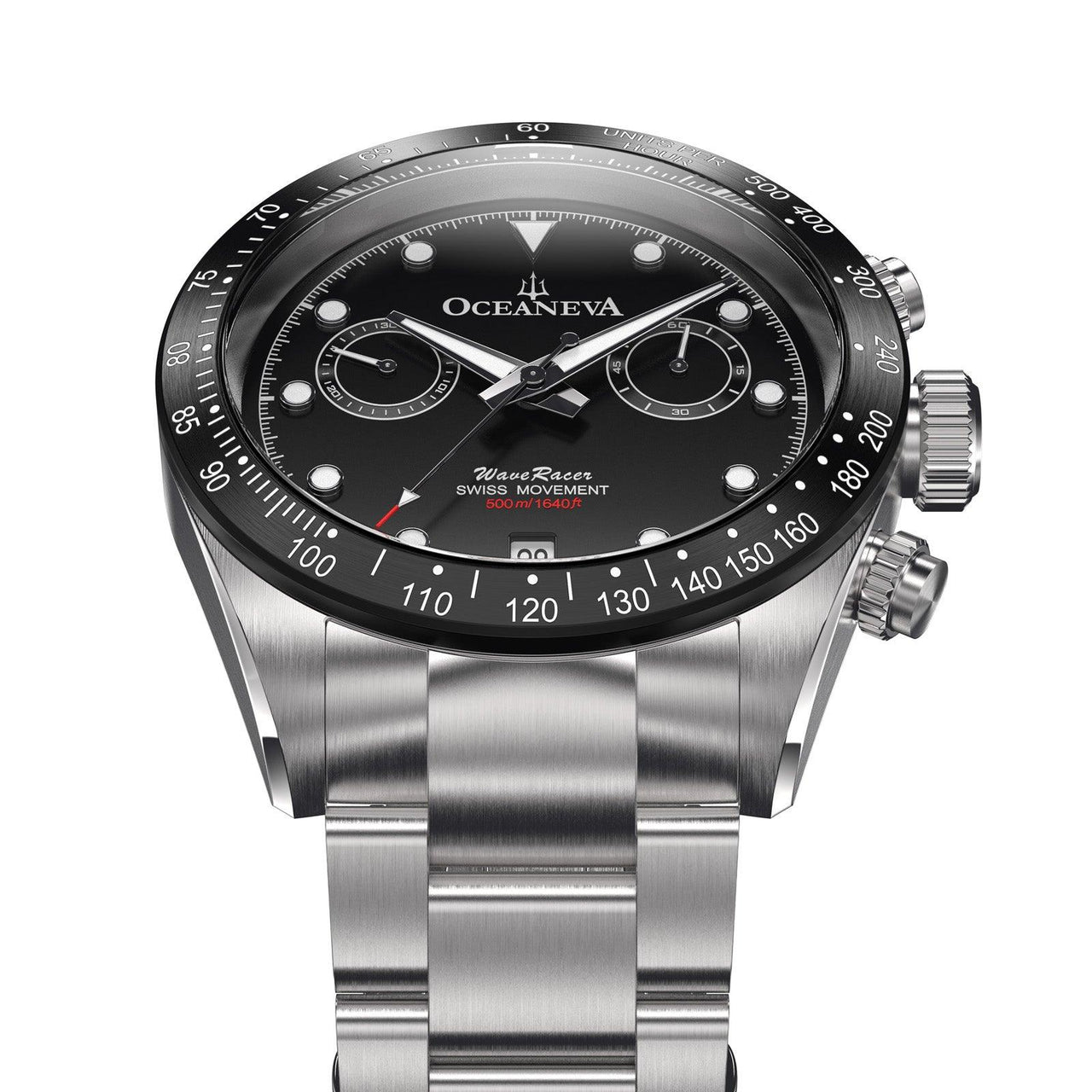 Oceaneva Black Dial Chronograph Watch Frontal View Picture
