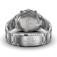 Thumbnail for Oceaneva™ Men's WaveRacer™ 500M Pro Diver White Dial Panda Chronograph Watch Clasp and caseback