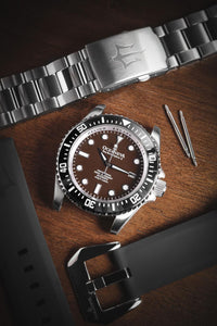 Thumbnail for Oceaneva Men's Deep Marine Explorer II 1250M Pro Diver Watch Black and Brown - BKII200BRST 1000M, 1250M, 316L Stainless Steel Watch, Automatic Watch, BGW9 Swiss-Superluminova, Ceramic Bezel, Dive Watch, Sw200-1 Swiss Automatic Movement