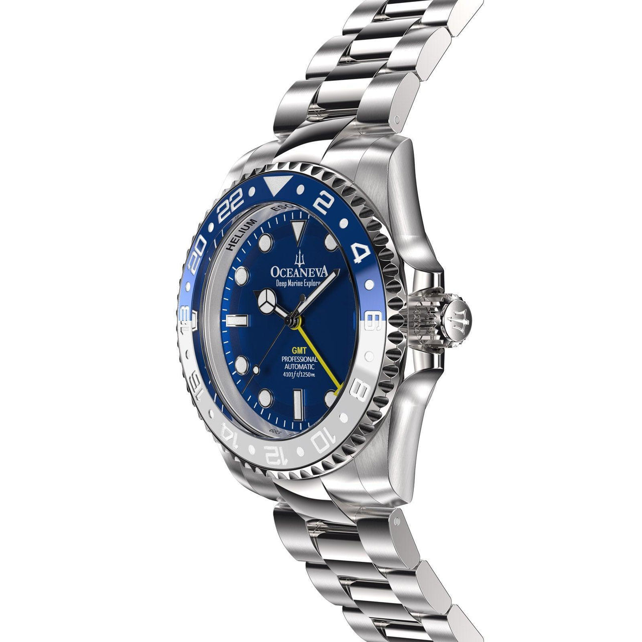 Oceaneva Automatic GMT Watch - Deep Marine Explorer Diver Watch - BL.BL.NH.WH.GMT.ST automatic GMT watch, Automatic watches, Diver GMT, GMT Dive Watch, men's gmt watches