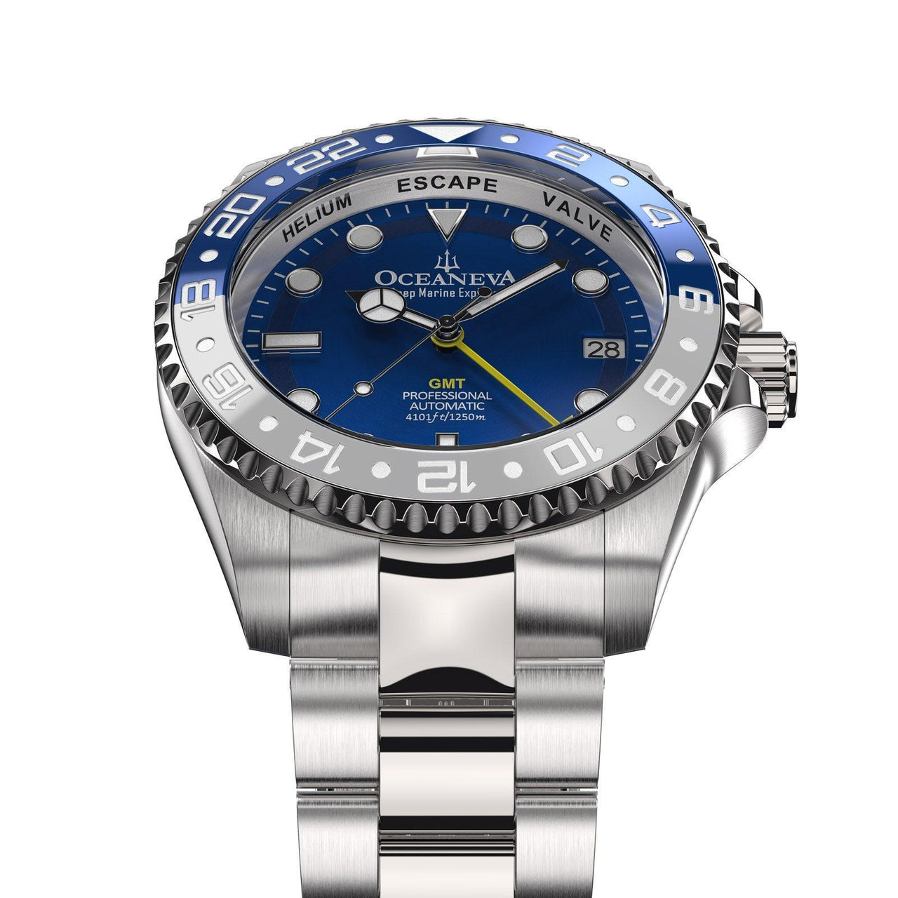 Oceaneva Automatic GMT Watch - Deep Marine Explorer Diver Watch - BL.BL.NH.WH.GMT.ST automatic GMT watch, Automatic watches, Diver GMT, GMT Dive Watch, men's gmt watches