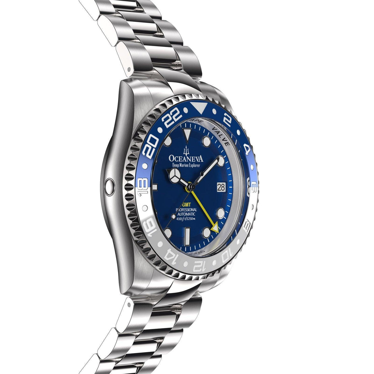 Oceaneva Automatic GMT Watch - Deep Marine Explorer Diver Watch - BL.BL.NH.WH.GMT.ST automatic GMT watch, Automatic watches, Diver GMT, GMT Dive Watch, men's gmt watches