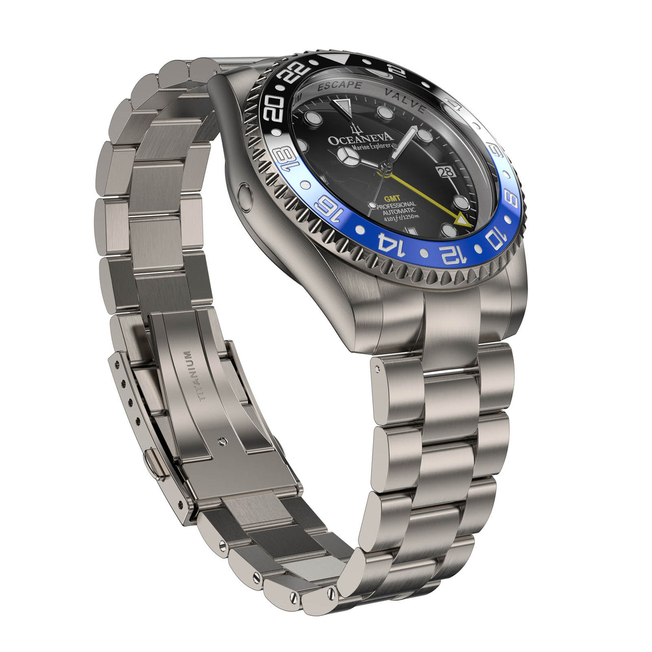 41 Hour Power Reserve capability of Oceaneva Titanium GMT Watch