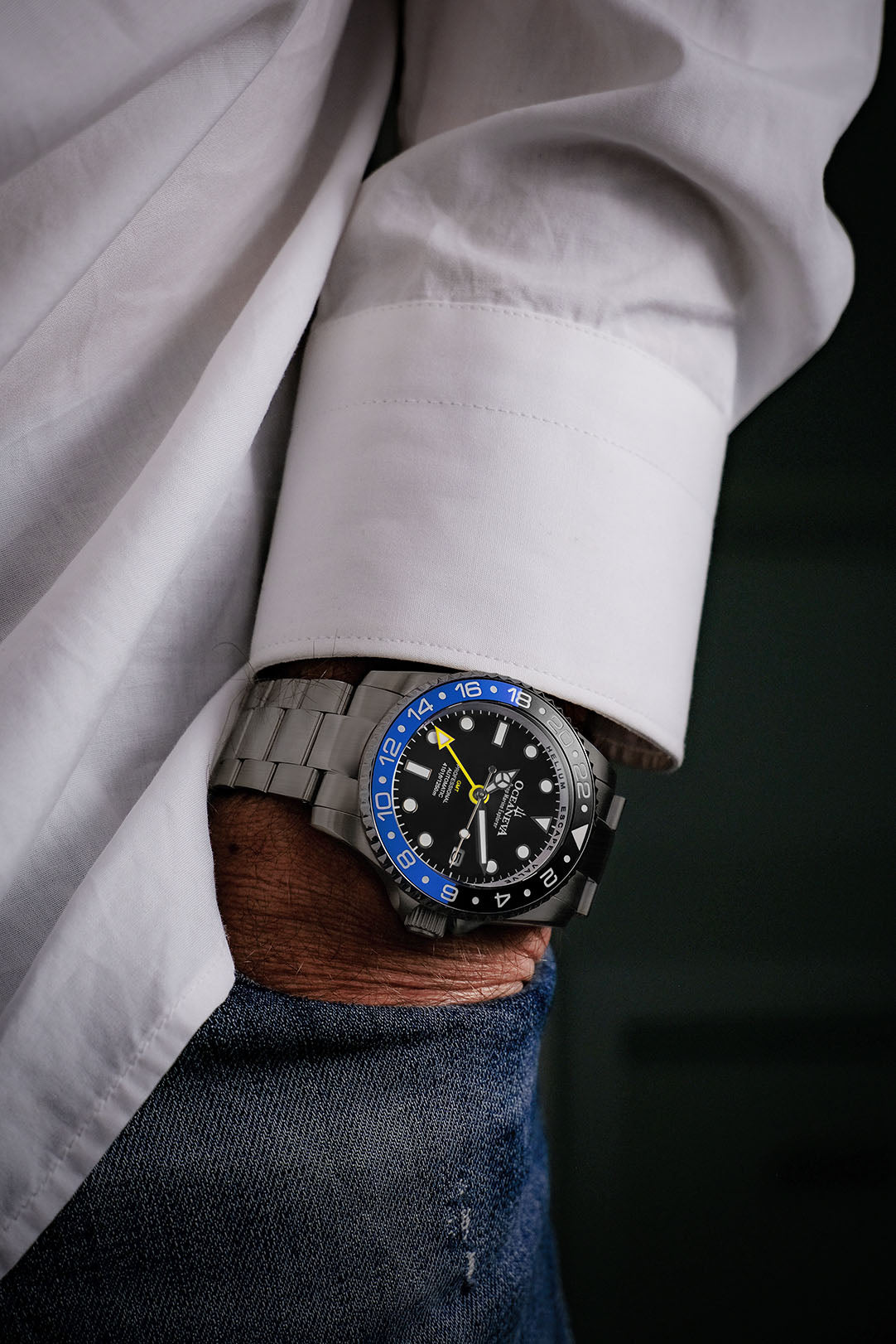 Sophisticated 42mm case diameter Oceaneva Titanium GMT Watch