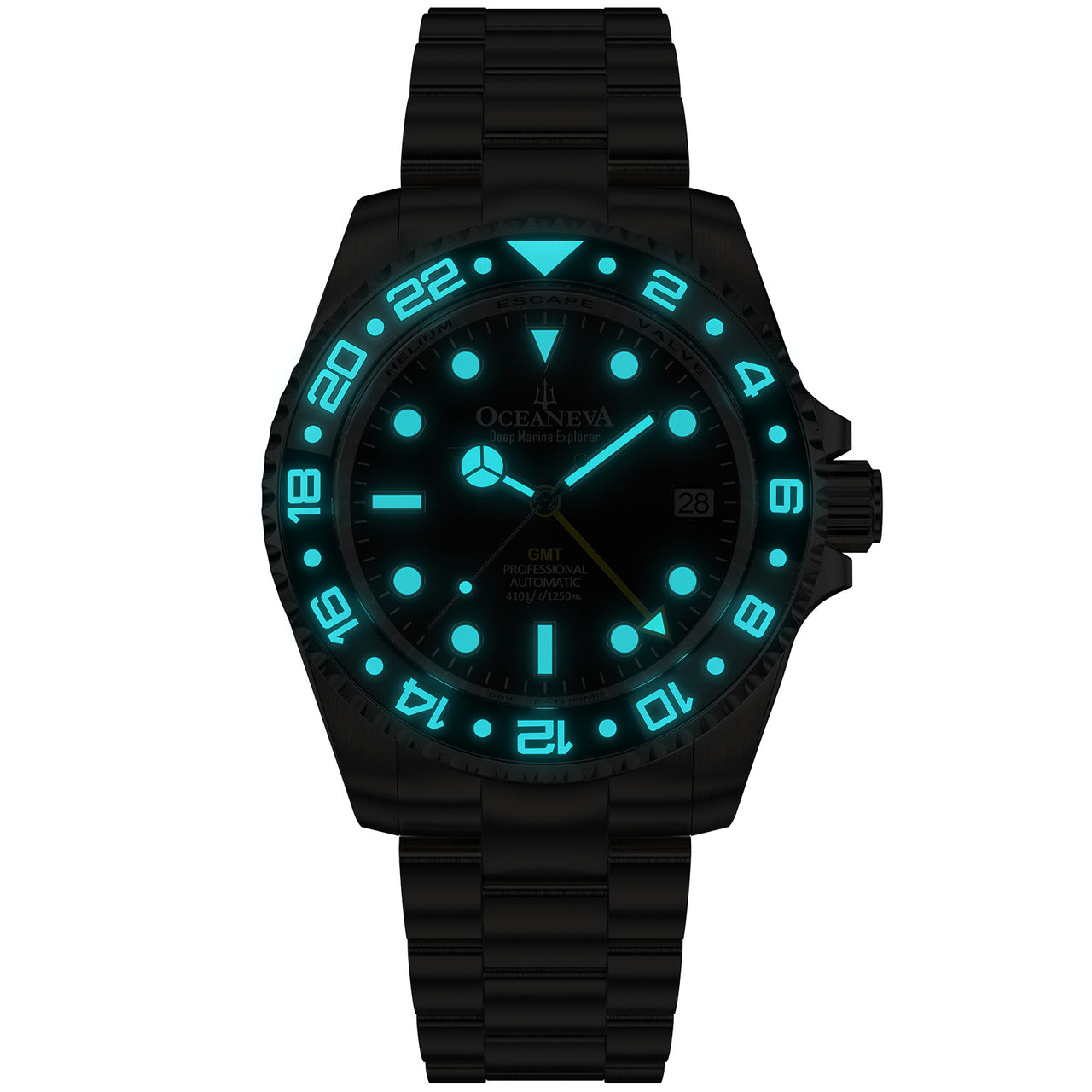 Precision-crafted ceramic bezel with BGW9 Grade A luminous on Oceaneva Watch