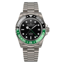 Thumbnail for Oceaneva™ Men's GMT TITANIUM Automatic Deep Marine Explorer 1250M Black Green Bezel Watch