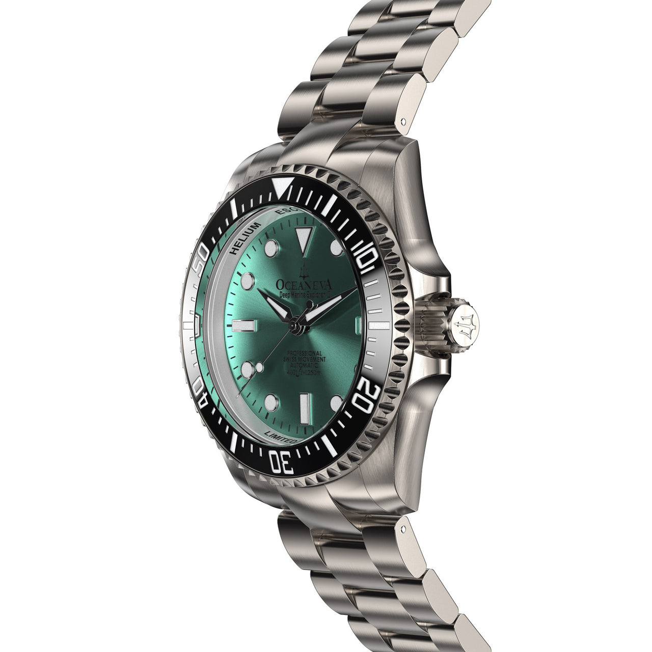 Oceaneva™ Men's Deep Marine Explorer II 1250M Titanium Watch Aquamarine Burst Dial