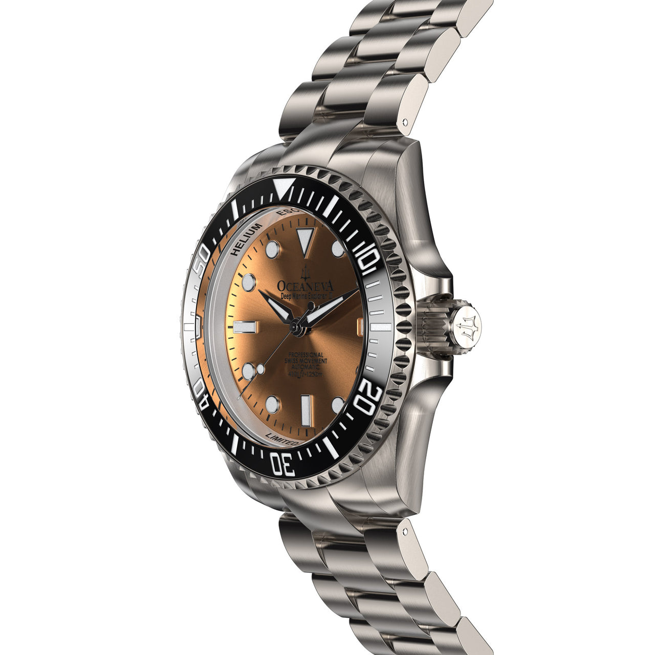 Oceaneva™ Men's Deep Marine Explorer II 1250M Titanium Watch Copper Burst Dial