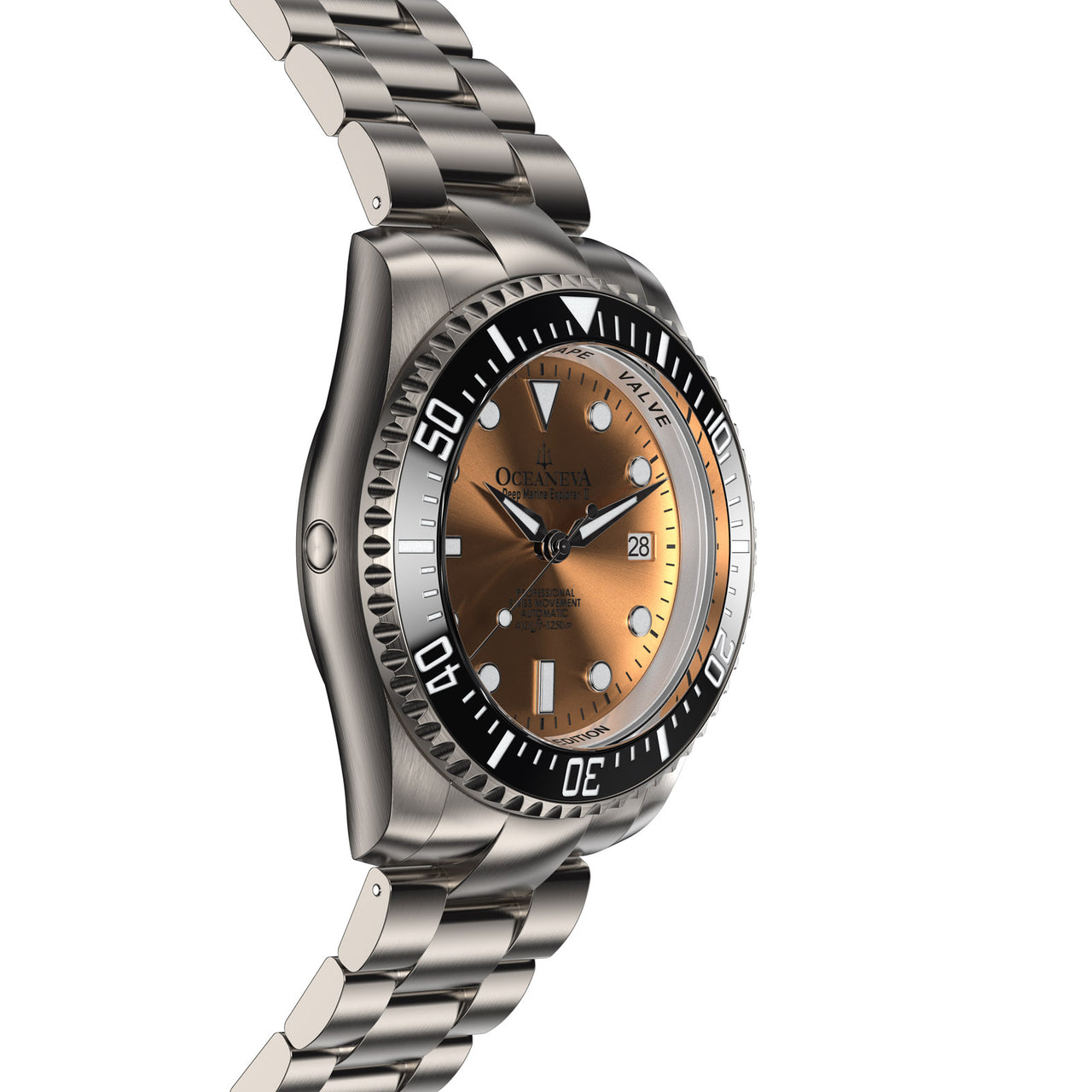 Oceaneva™ Men's Deep Marine Explorer II 1250M Titanium Watch Copper Burst Dial