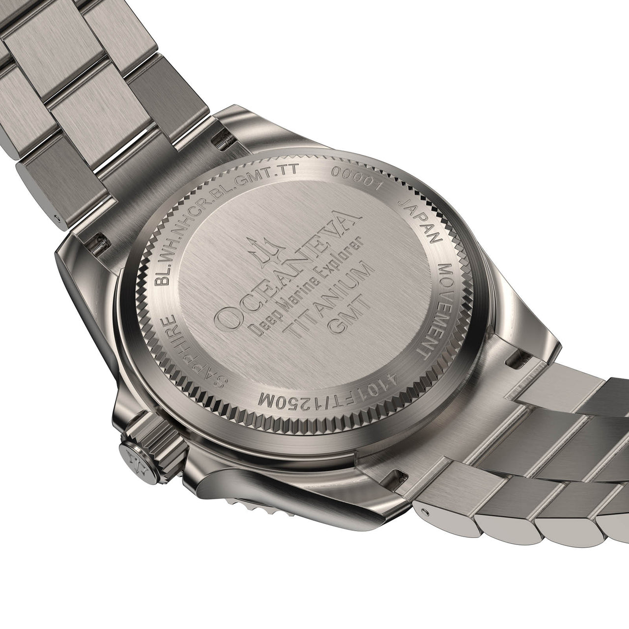 Exclusive Oceaneva Titanium Watch showcasing individual serial number on caseback