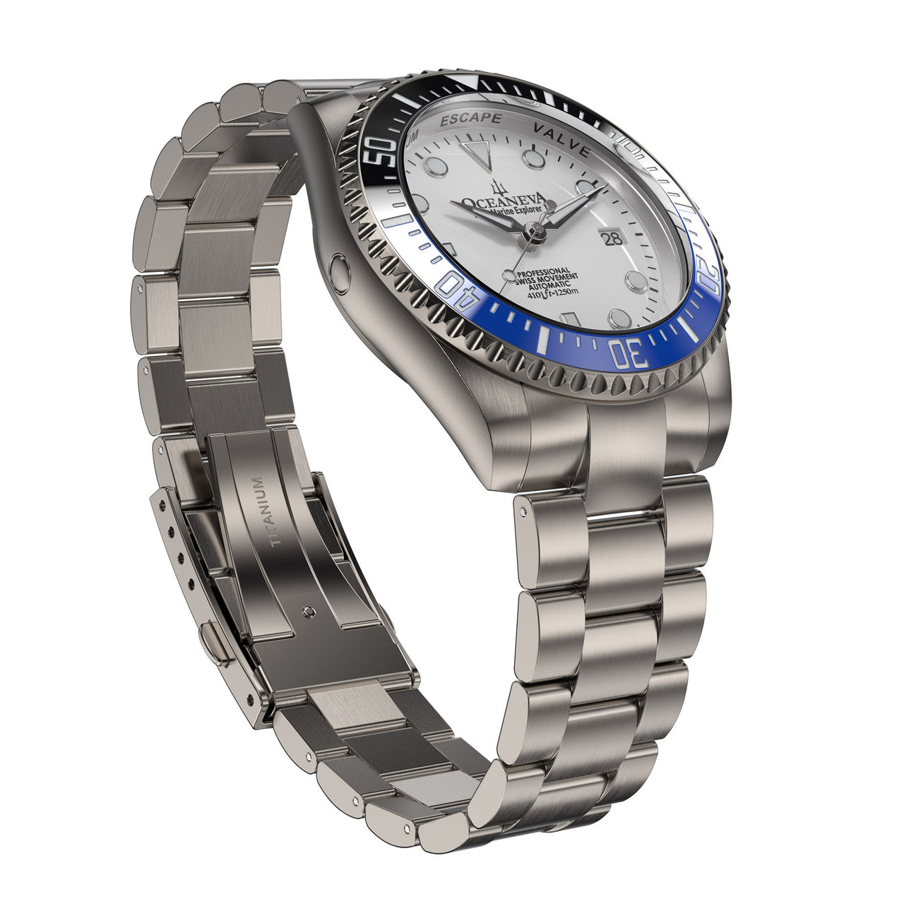 Oceaneva™ Men's Deep Marine Explorer II 1250M Titanium Watch White Dial