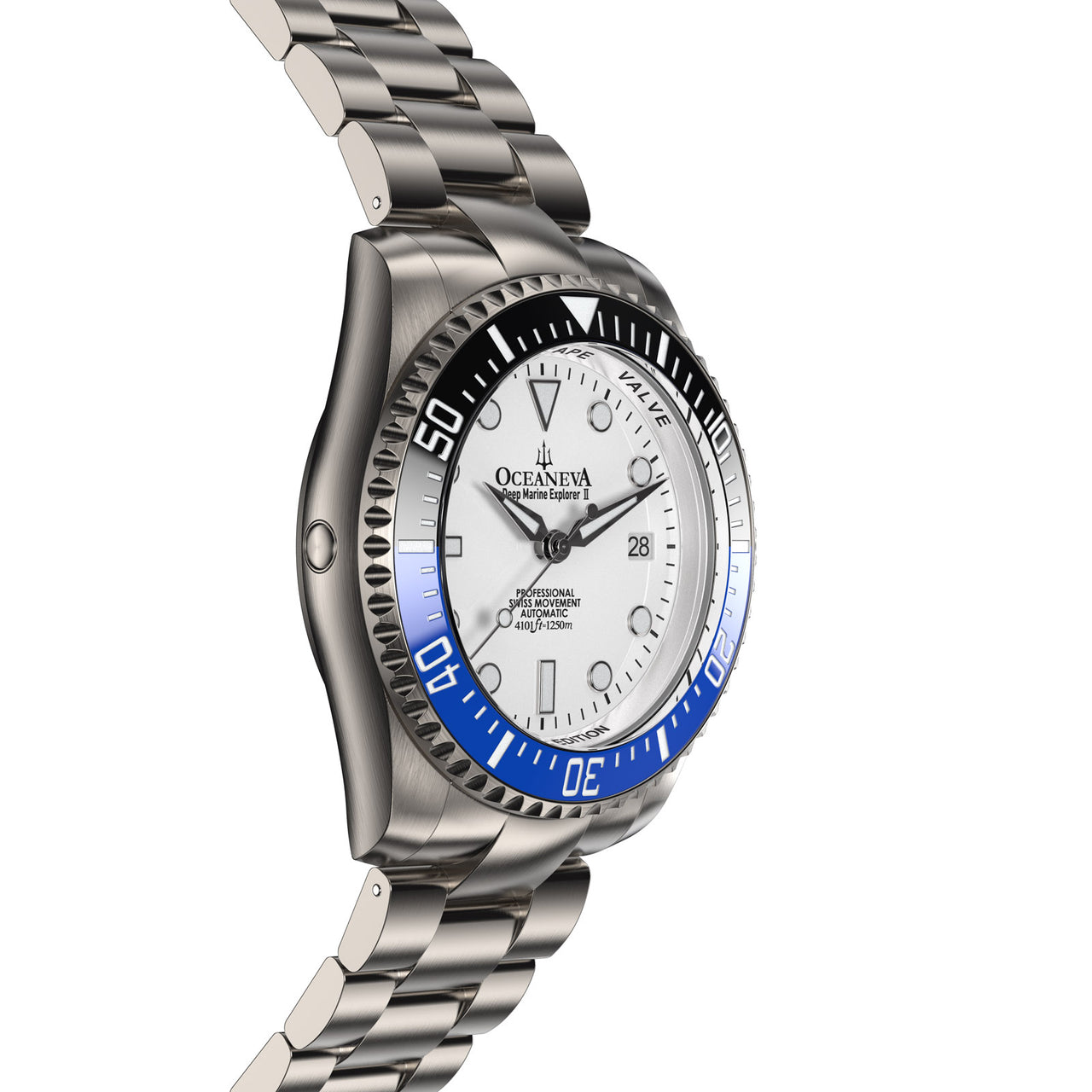 Oceaneva™ Men's Deep Marine Explorer II 1250M Titanium Watch White Dial