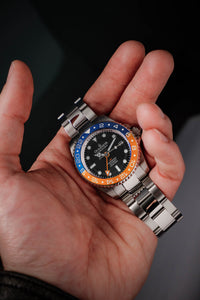 Thumbnail for Oceaneva™ Men's GMT Automatic Deep Marine Explorer 1250M Pro Diver Blue Orange Bezel Watch
