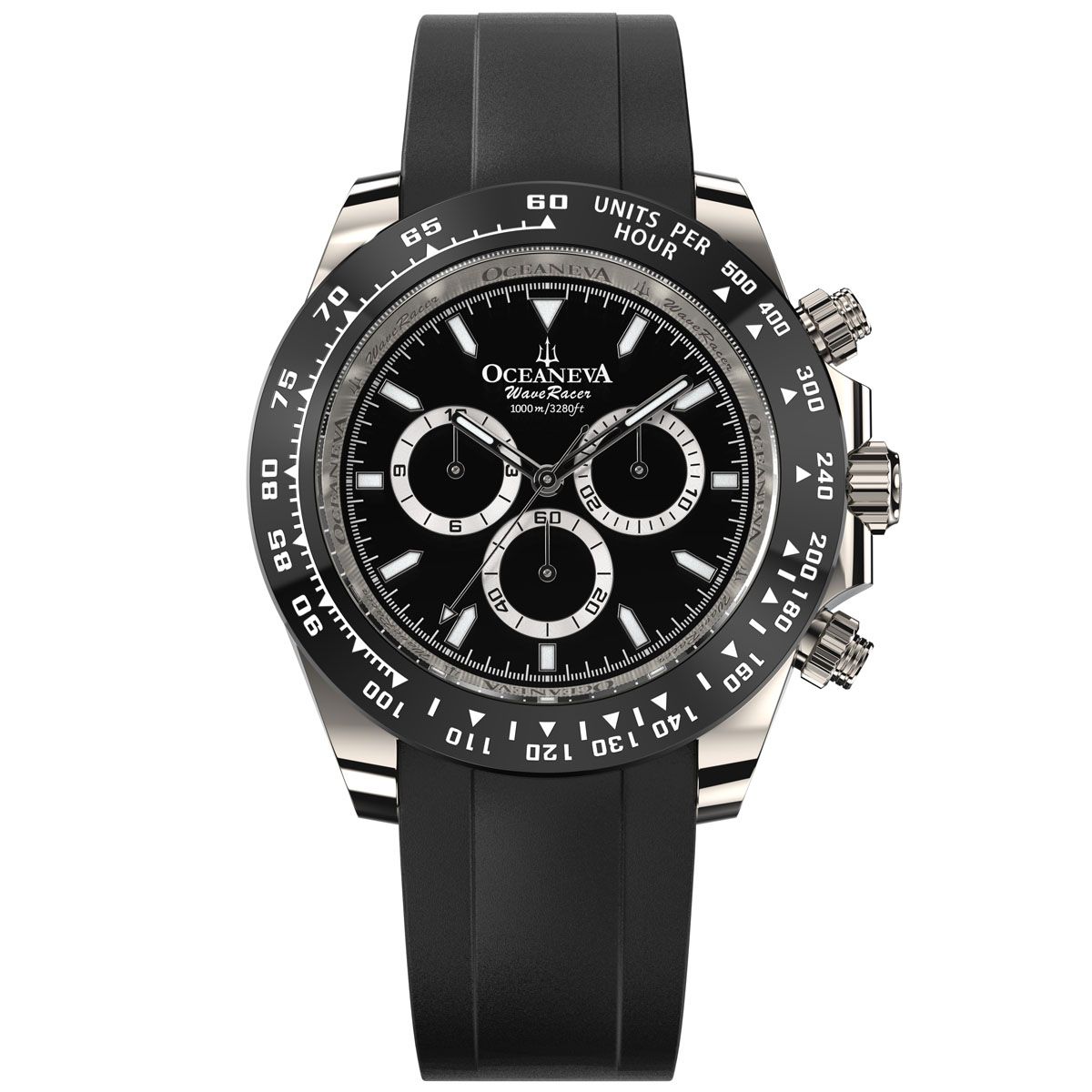 Oceaneva WaveRacer 1000m Mechanical Chronograph Automatic Grade 5 Titanium Watch Black