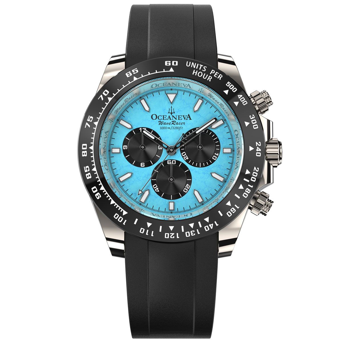 Oceaneva WaveRacer 1000m Mechanical Chronograph Automatic Grade 5 Titanium Watch Turquoise