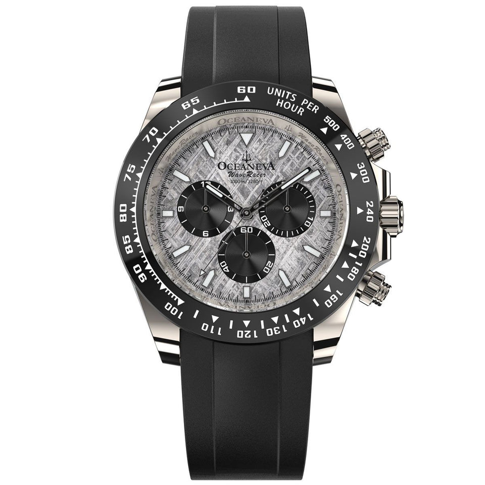OCENUS wave ceptor メンズ時計 ダークグレー Grade 5 Titanium Watch | Oceaneva 1000m Mechanical Chronograph
