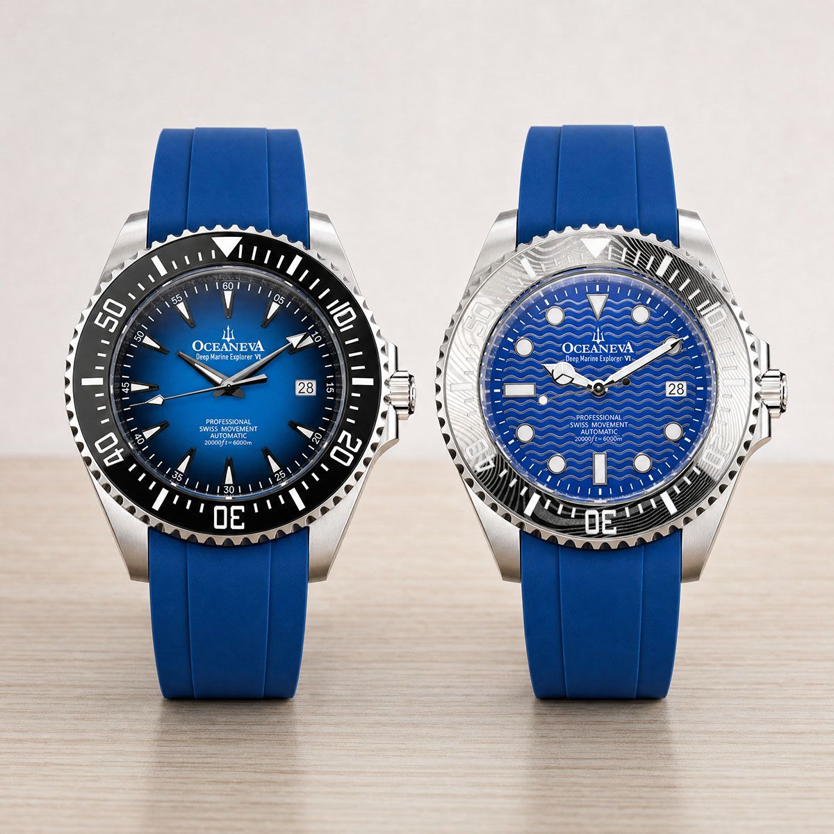 Oceaneva 6000m Watches with Blue FKM Rubber Straps copy