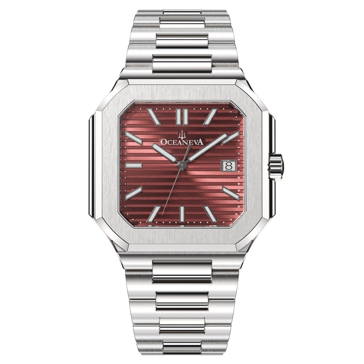 Thin watch with burgandy dial