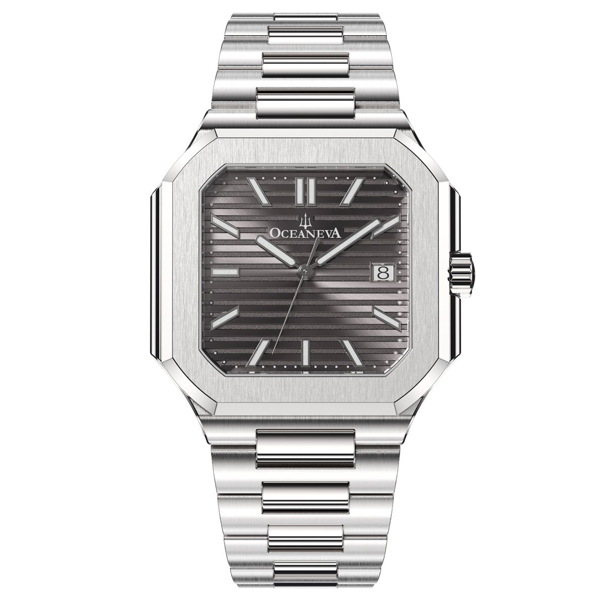 Thin watch with dark gray dial