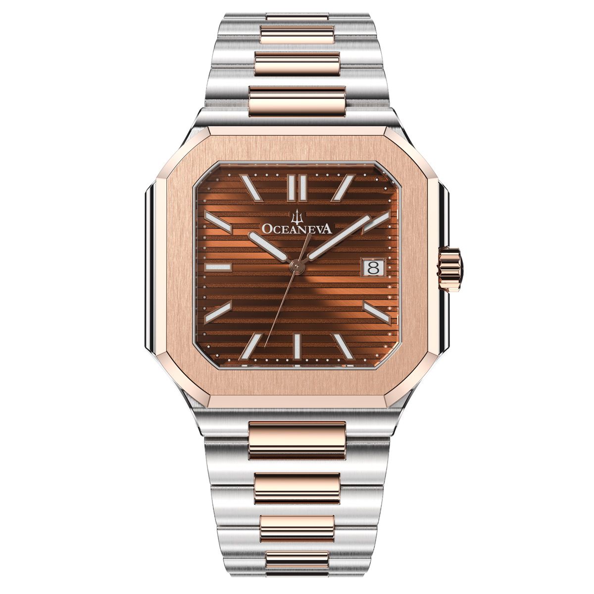 Thin watch with brown dial and rose gold