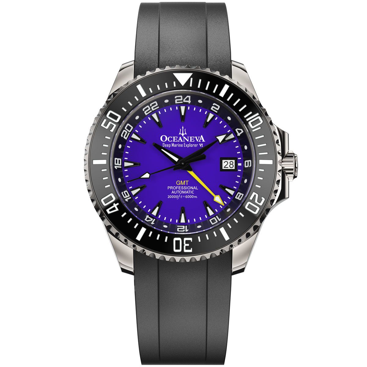Oceaneva 6000m Deep Marine Explorer VI Grade 5 Titanium GMT True Dive Purple Automatic Watch