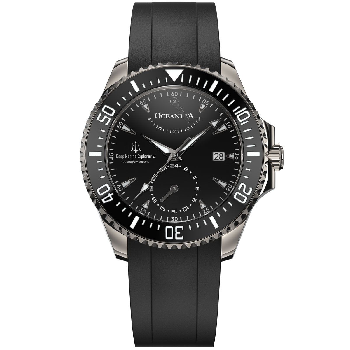 Oceaneva Power Reserve 6000m Automatic Grade 5 Titanium Watch Black