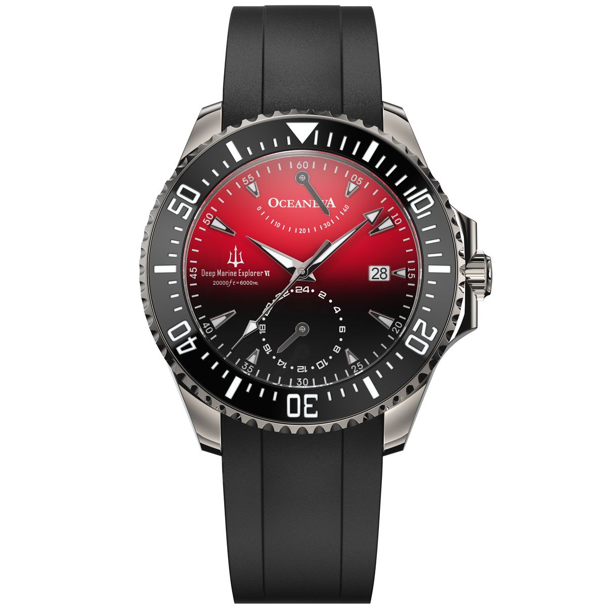 Oceaneva Power Reserve 6000m Automatic Grade 5 Titanium Watch Red