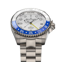 Thumbnail for Oceaneva™ Men's GMT TITANIUM Automatic Deep Marine Explorer 1250M White & Blue Ceramic Bezel Watch