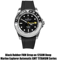 Thumbnail for FKM Black Rubber Strap - BRUSHED Steel Buckle - FKM-BK-BR Black FKM rubber strap, FKM Rubber Watch Strap