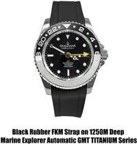 Thumbnail for FKM Black Rubber Strap - DAMASCUS Steel Buckle - FKM-BK-DM FKM Rubber Watch Strap, White FKM rubber strap