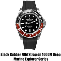 Thumbnail for FKM Black Rubber Strap - DAMASCUS Steel Buckle - FKM-BK-DM FKM Rubber Watch Strap, White FKM rubber strap