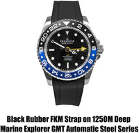 Thumbnail for FKM Black Rubber Strap - DAMASCUS Steel Buckle - FKM-BK-DM FKM Rubber Watch Strap, White FKM rubber strap